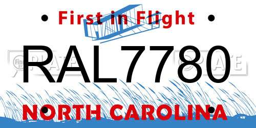 RAL7780 North Carolina License Plate