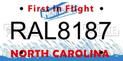 RAL8187 North Carolina License Plate