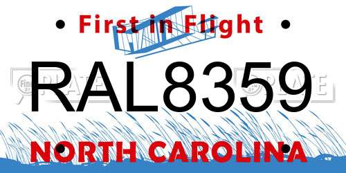 RAL8359 North Carolina License Plate