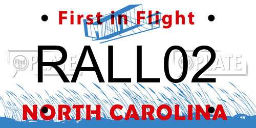 RALL02 North Carolina License Plate