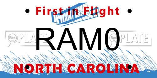 RAM0 North Carolina License Plate