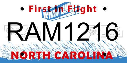 RAM1216 North Carolina License Plate