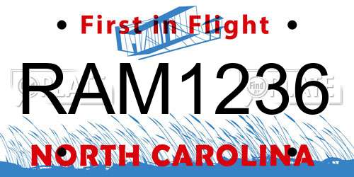 RAM1236 North Carolina License Plate