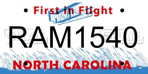 RAM1540 North Carolina License Plate
