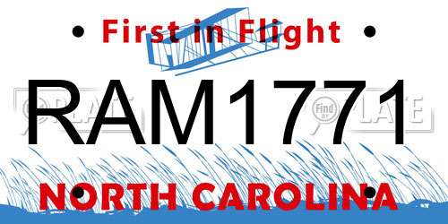 RAM1771 North Carolina License Plate