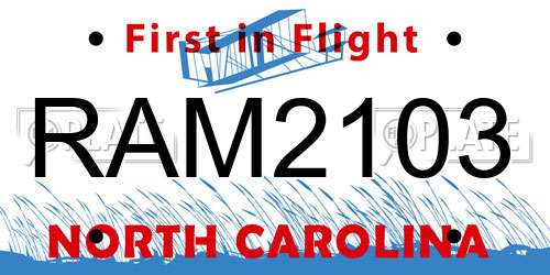 RAM2103 North Carolina License Plate