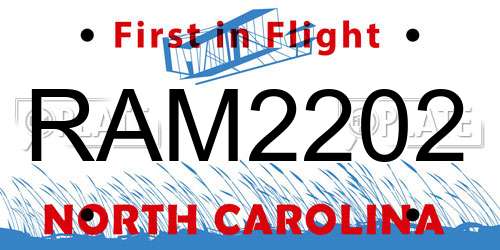 RAM2202 North Carolina License Plate