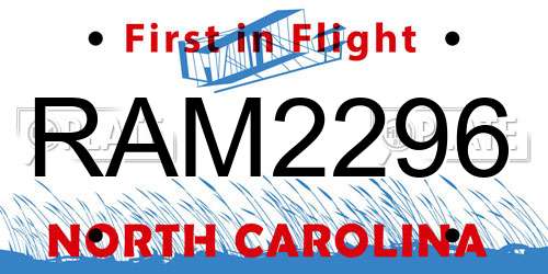 RAM2296 North Carolina License Plate