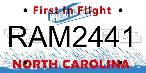 RAM2441 North Carolina License Plate