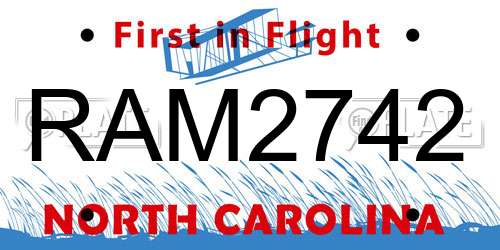 RAM2742 North Carolina License Plate