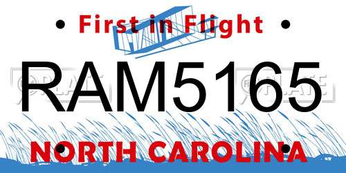 RAM5165 North Carolina License Plate