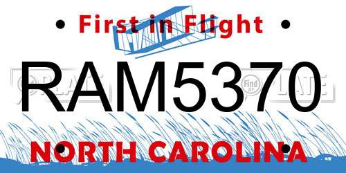 RAM5370 North Carolina License Plate