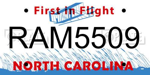 RAM5509 North Carolina License Plate