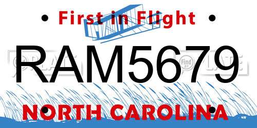 RAM5679 North Carolina License Plate