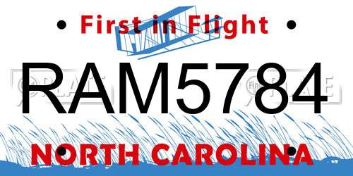 RAM5784 North Carolina License Plate