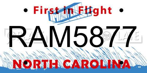 RAM5877 North Carolina License Plate