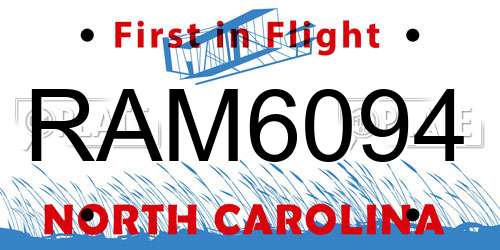 RAM6094 North Carolina License Plate