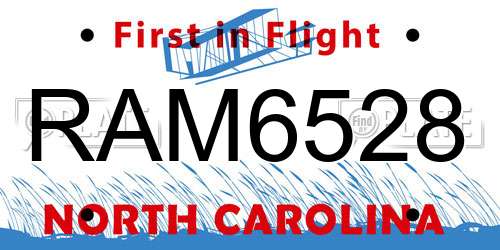 RAM6528 North Carolina License Plate