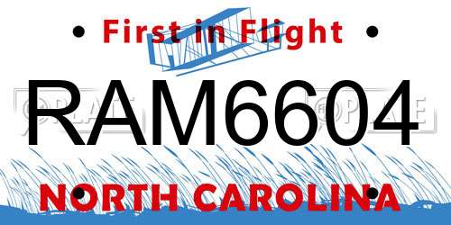 RAM6604 North Carolina License Plate