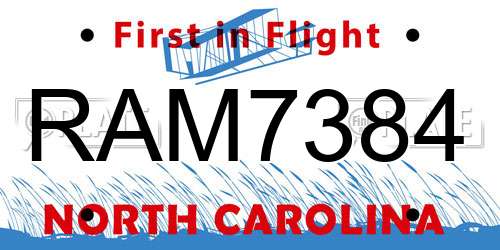 RAM7384 North Carolina License Plate