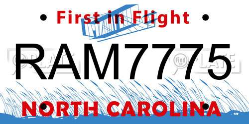 RAM7775 North Carolina License Plate