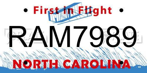 RAM7989 North Carolina License Plate