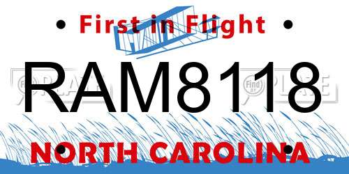 RAM8118 North Carolina License Plate