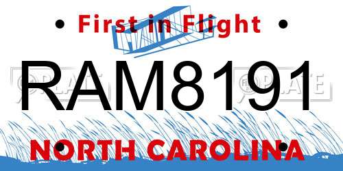 RAM8191 North Carolina License Plate
