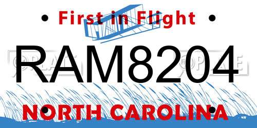 RAM8204 North Carolina License Plate