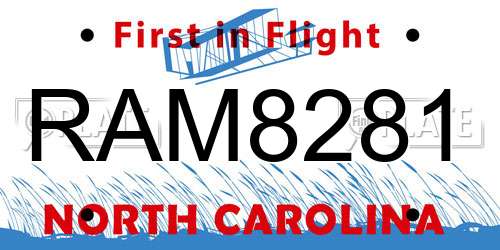 RAM8281 North Carolina License Plate