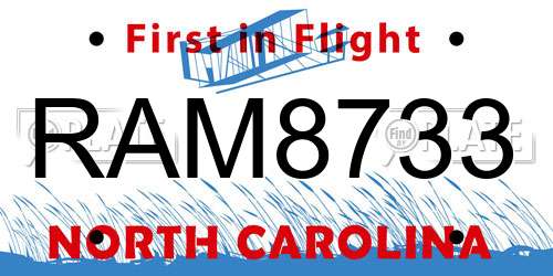RAM8733 North Carolina License Plate