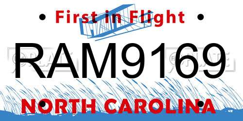 RAM9169 North Carolina License Plate