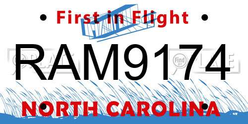 RAM9174 North Carolina License Plate