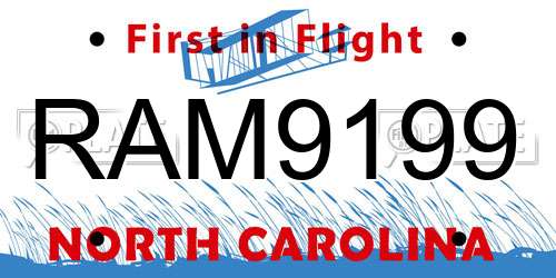 RAM9199 North Carolina License Plate
