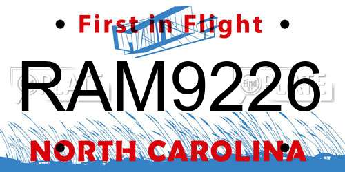 RAM9226 North Carolina License Plate