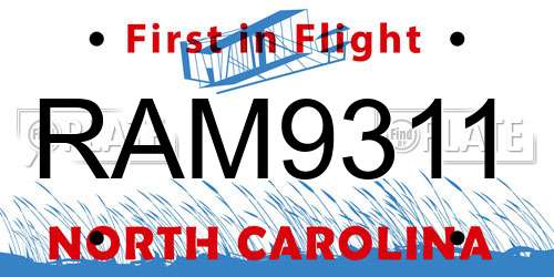 RAM9311 North Carolina License Plate