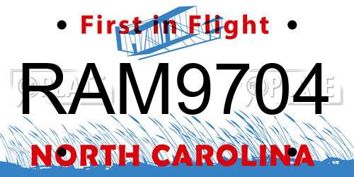 RAM9704 North Carolina License Plate
