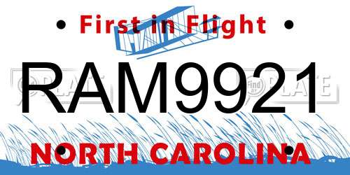 RAM9921 North Carolina License Plate