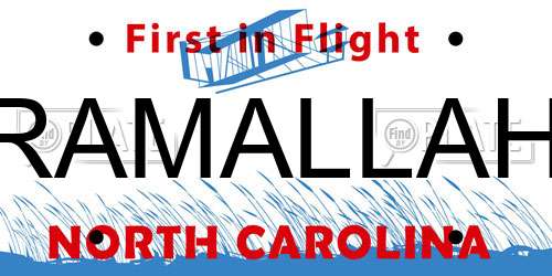 RAMALLAH North Carolina License Plate