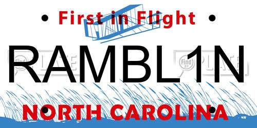 RAMBL1N North Carolina License Plate