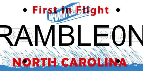 RAMBLE0N North Carolina License Plate