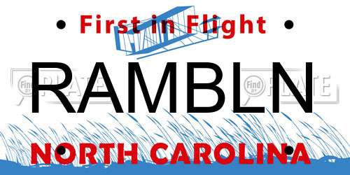 RAMBLN North Carolina License Plate