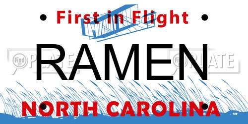 RAMEN North Carolina License Plate
