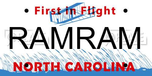 RAMRAM North Carolina License Plate
