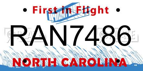 RAN7486 North Carolina License Plate