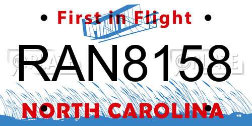 RAN8158 North Carolina License Plate