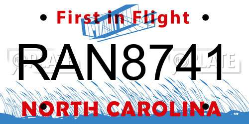 RAN8741 North Carolina License Plate