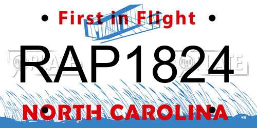 RAP1824 North Carolina License Plate