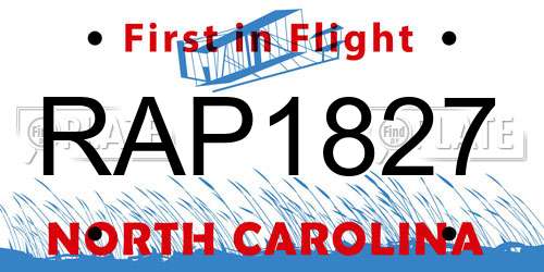 RAP1827 North Carolina License Plate
