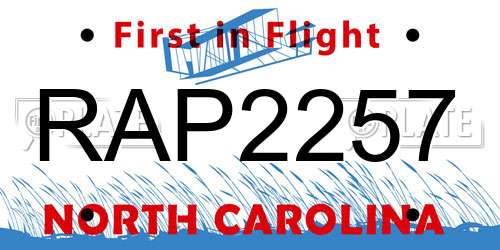 RAP2257 North Carolina License Plate